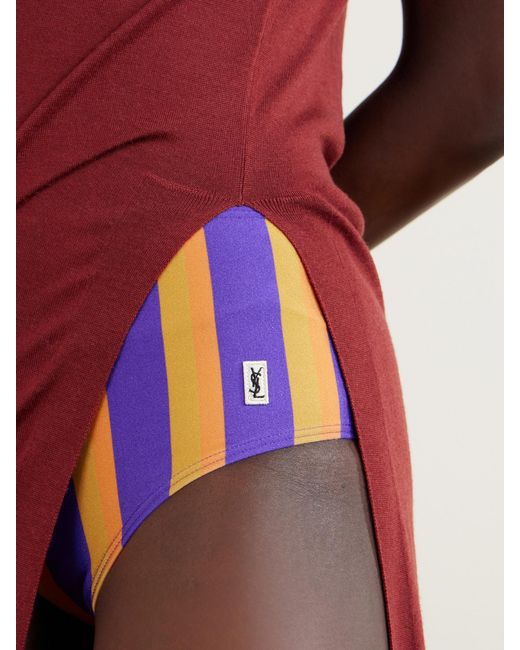 Saint Laurent Blue Striped Bikini Briefs