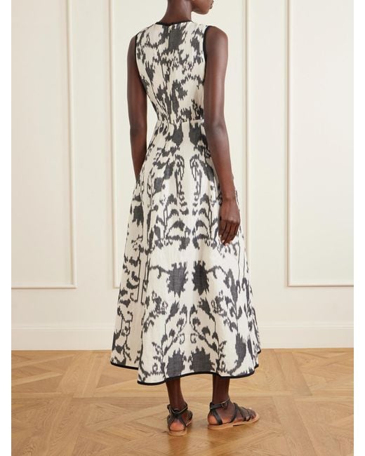 Emporio Sirenuse White Clodette Printed Linen And Cotton-Blend Poplin Maxi Dress