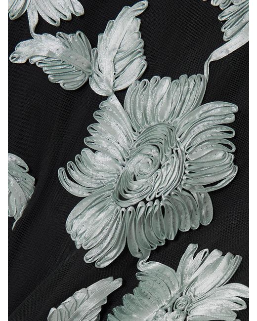 ROTATE BIRGER CHRISTENSEN Gray Floral-Appliquéd Stretch Recycled-Tulle Mini Dress