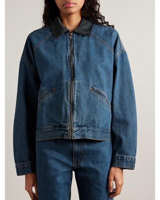 SLVRLAKE Denim Blue Camden Corduroy-Trimmed Denim Jacket