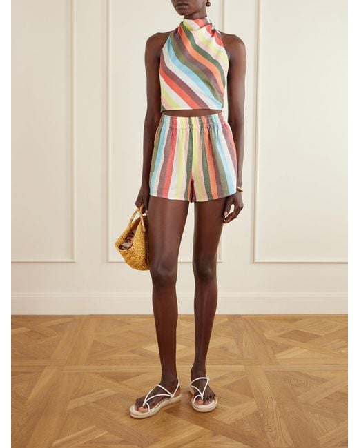 Marrakshi Life White Striped Cotton Shorts
