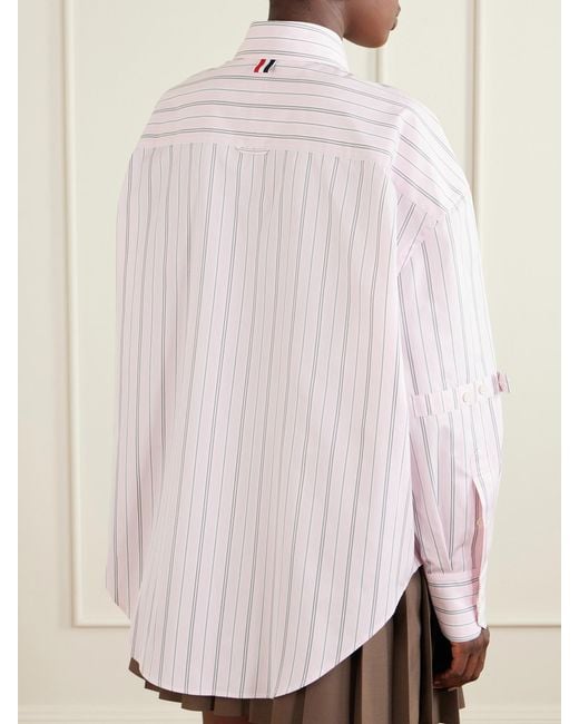 Thom Browne Pink Striped Cotton-Poplin Shirt