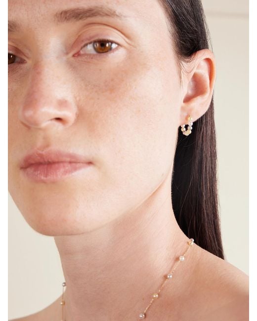 Mizuki Natural 14-Karat Pearl Hoop Earrings