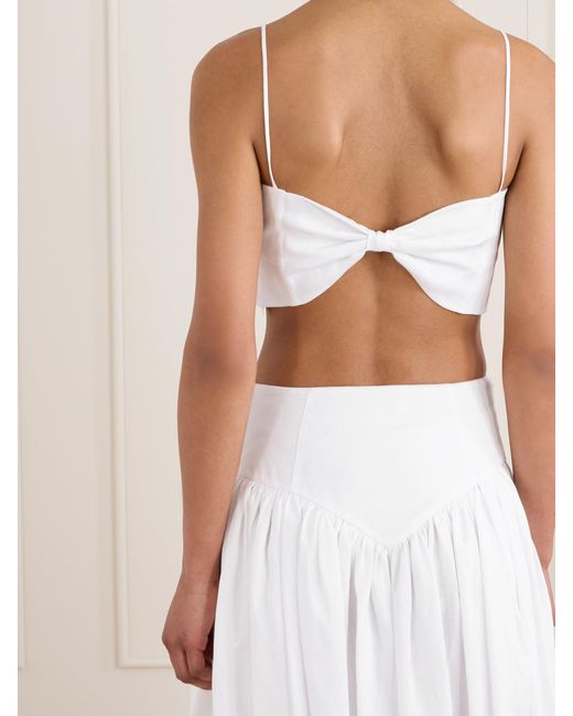 Gabriela Hearst White Blazie Cropped Linen Top
