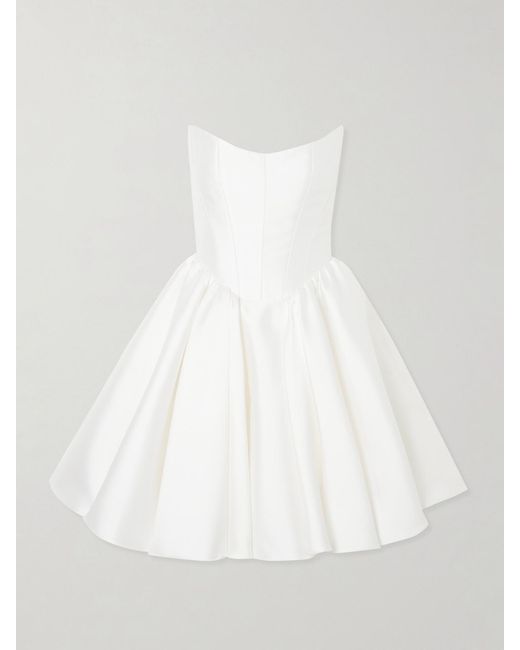 Halfpenny London White Juno Strapless Mikado Mini Dress