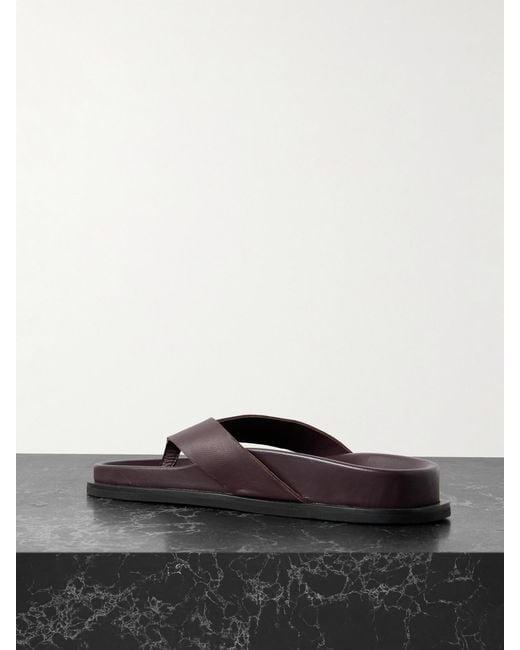 St. Agni White Leather Flip Flops