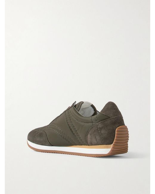 Totême  Green The Sport Suede And Twill Sneakers