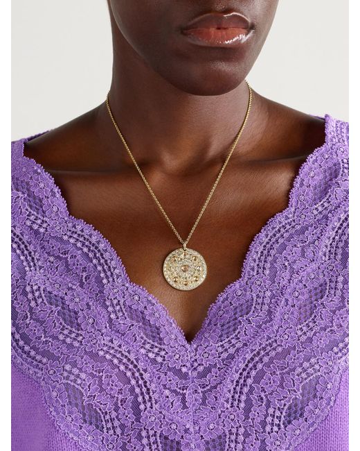 De Beers London Natural Talisman Medal Large 18-Karat Diamond Necklace