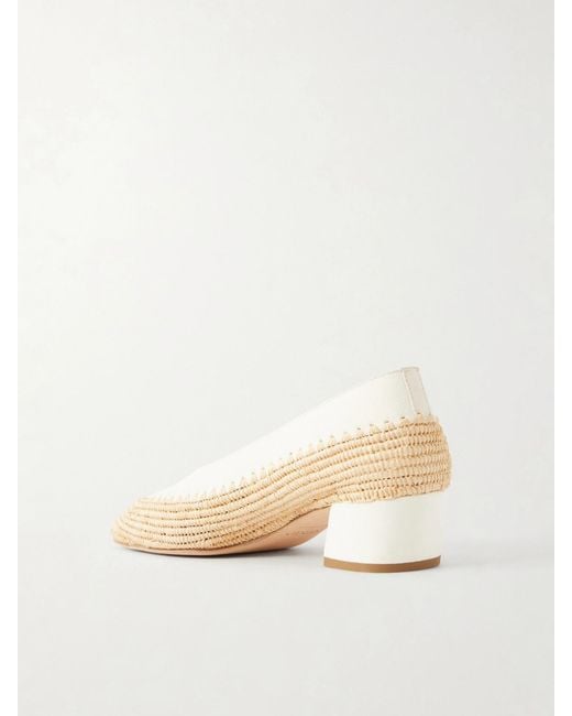 Gabriela Hearst Natural Strength 40 Suede-Trimmed Raffia Pumps