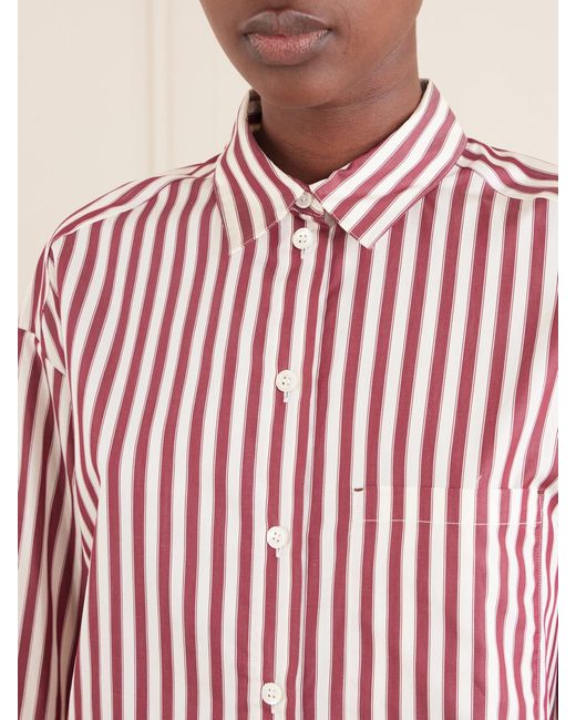 Eres Red Sir Striped Cotton-Poplin Pajama Shirt