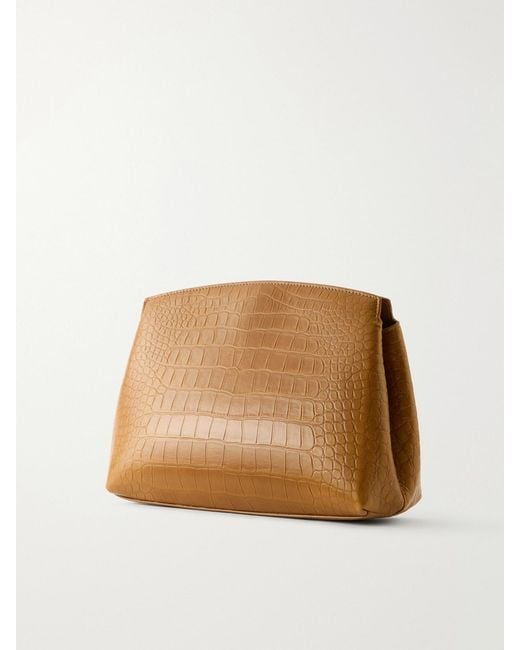 Liffner Natural Pushlock Croc-Effect Leather Clutch