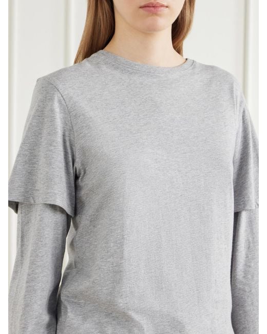 Still Here Gray 2Tee Layered Cotton-Jersey T-Shirt