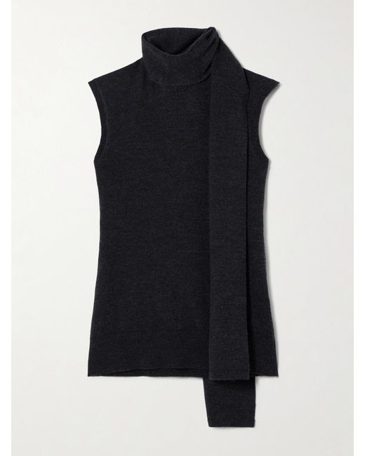Totême  Black Draped Recycled Wool-Blend Sweater