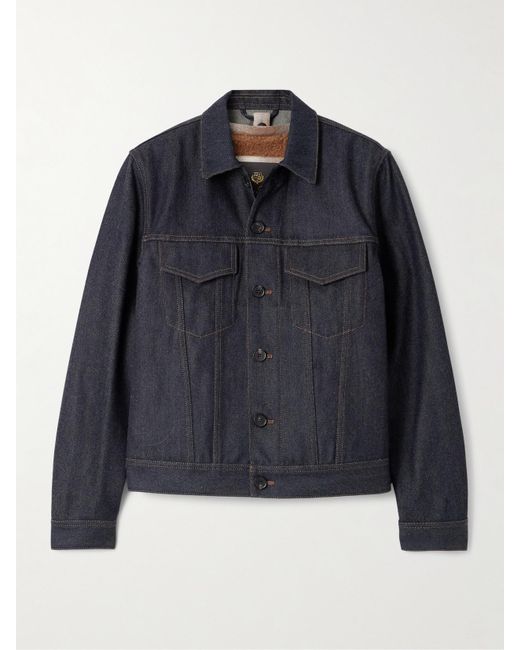 Veste En Jean De Coton Et De Cachemire Mélangés À Finitions En Peau Lainée Kea Loro Piana en coloris Blue