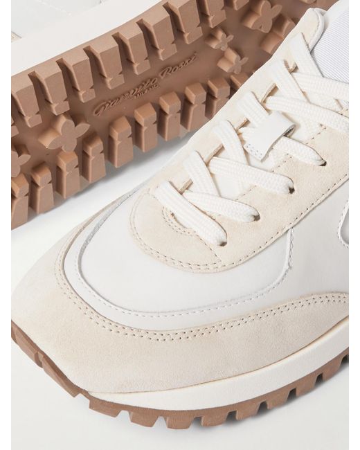 Gianvito Rossi Natural Gravel Suede, Leather And Shell Sneakers