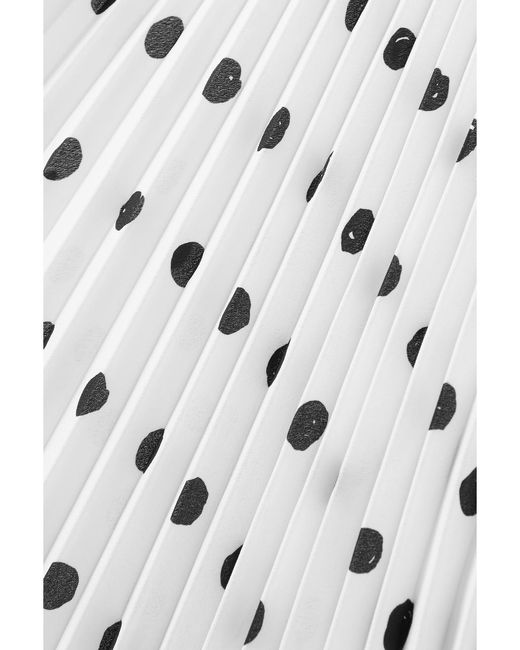 Balenciaga White Pleated Polka-Dot Crepe Midi Dress