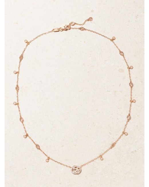 Gucci Natural Interlocking G Kette Aus 18 Karat Roségold Mit Diamanten