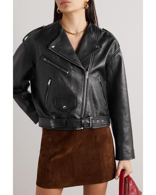 Isabel Marant Black Stylish Leather Jacket With Edgy Details For