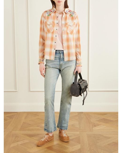 RRL Blue Mid-Rise Straight-Leg Jeans