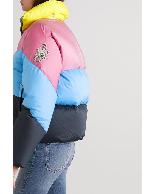 Moncler Genius Blue 1 Jw Anderson Bickly Color-Block Hooded Quilted Shell Down Jacket