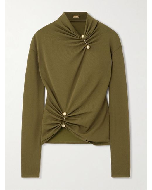 Cult Gaia Green Callie Oberteil Aus Strick Mit Raffungen Und Verzierungen