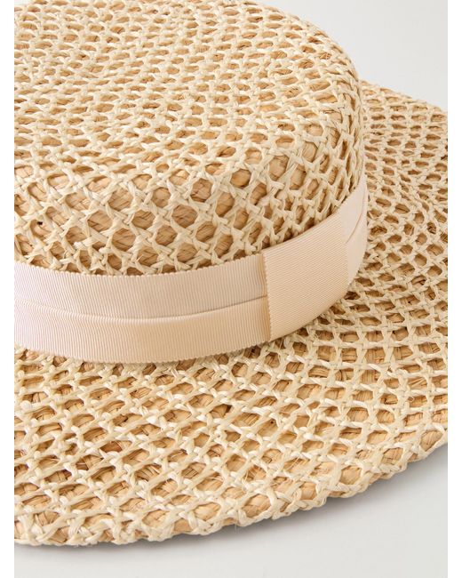 Gigi Burris Millinery Natural Marion Grosgrain-Trimmed Raffia Sunhat