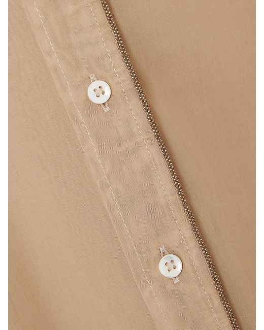 Brunello Cucinelli Natural Bead-Embellished Cotton-Organza Shirt