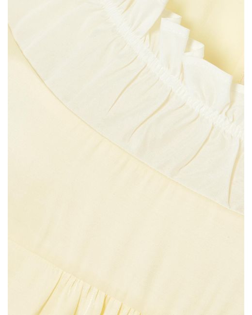 ShuShu/Tong Natural Ruffled Chiffon-Trimmed Satin Mini Dress
