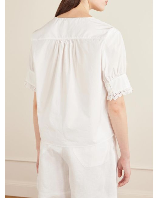 FRAME White Keepsake Popover Camp-Collar Cotton Blouse