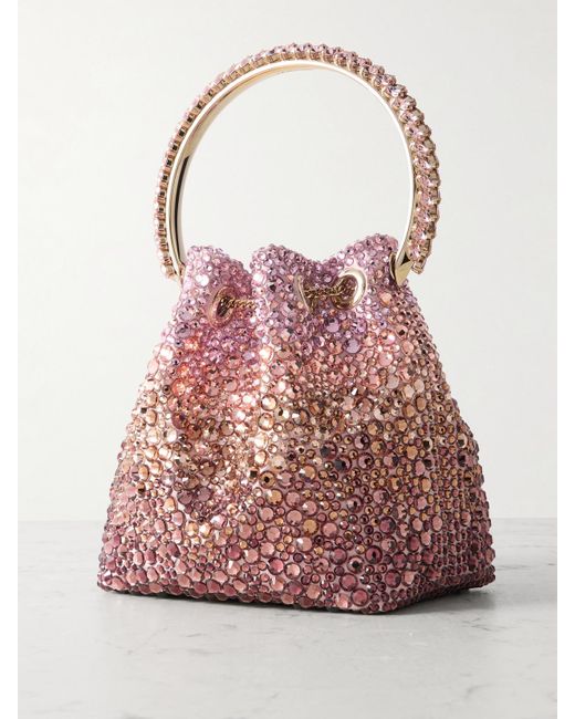 Jimmy Choo Pink Bon Bon Beuteltasche Aus Satin Mit Kristallen
