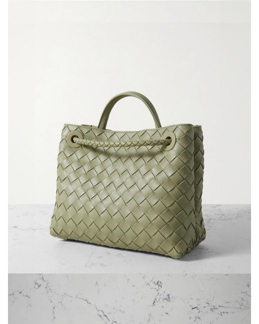 Bottega Veneta Green Andiamo Small Intrecciato Leather Tote