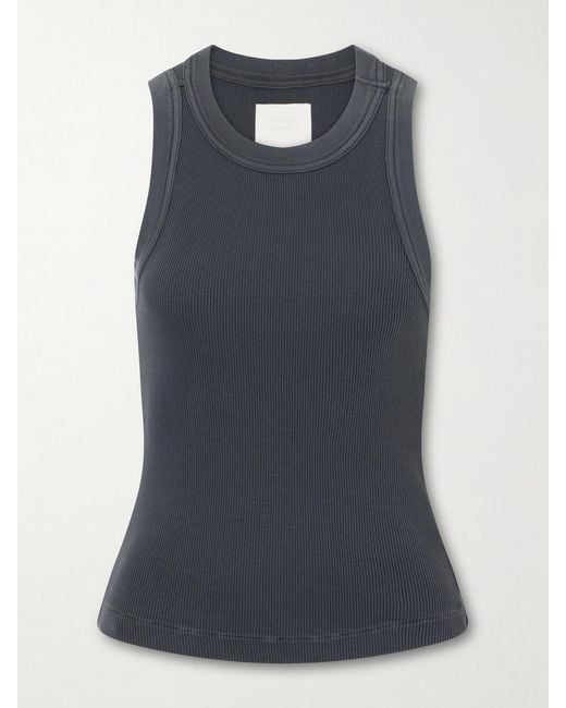 Citizens of Humanity Blue Isabel Ribbed Cotton And Tencel Lyocell-Blend Tank