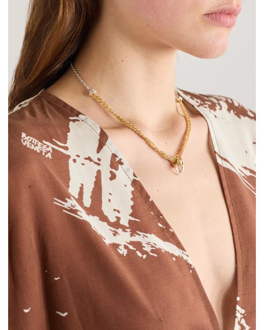 Bottega Veneta Metallic Kette Aus Silber Mit Vergoldeter Partie