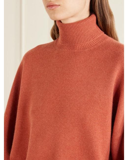 Brunello Cucinelli Orange Cashmere Turtleneck Sweater