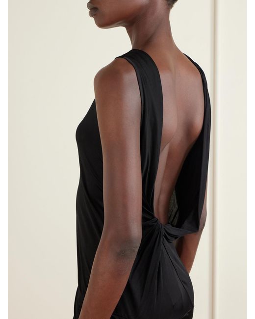 Rick Owens Black Shailee Draped Jersey Gown