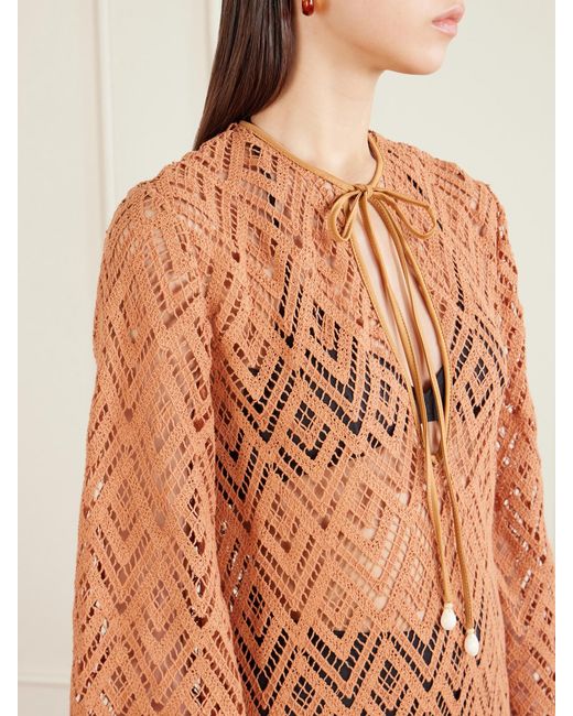 Johanna Ortiz Orange Wild Savannah Open-Knit Cotton Tunic Dress