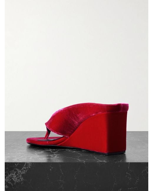 Alaïa Red Tong 75 Wedges Aus Samt