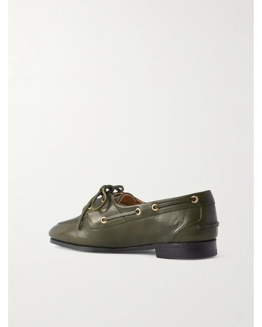 Bally Green Pathy Leather Boat Shoes