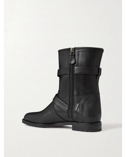 Manolo Blahnik Black Sulaltra Buckled Leather Ankle Boots