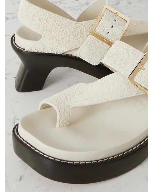 Loewe White Ease Brushed-Suede Sandals