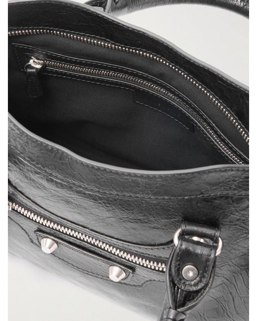 Balenciaga Black Le City Kleine Tote Aus Strukturiertem Leder Mit Verzierungen