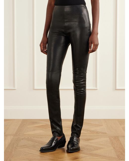 Ann Demeulemeester Black Florence Leather Skinny-Leg Pants