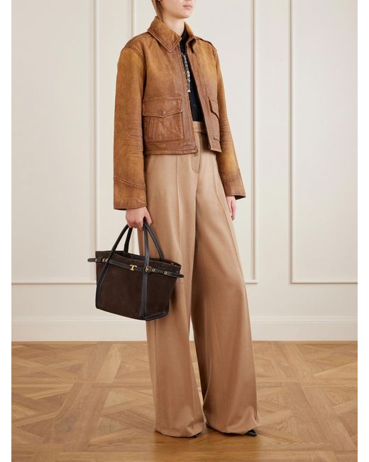 Max Mara Natural Camel Wool Wide-Leg Pants