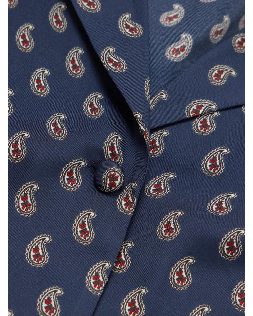 Doen Blue Elene Paisley-Print Silk-Satin Blouse
