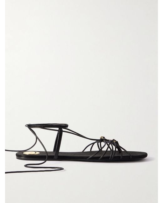 Saint Laurent Black Babylone Logo-Embellished Leather Sandals
