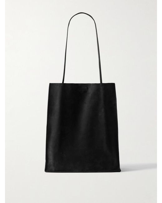 The Row Black To Go Große Tote Aus Nubukleder Mit Lederbesatz