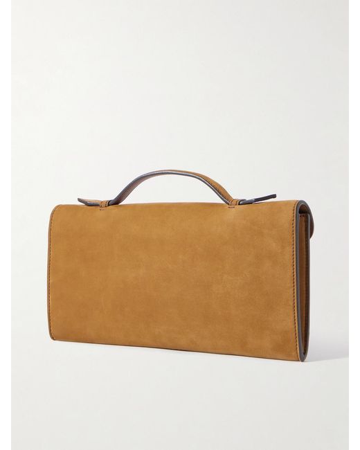 Metier Brown Edge Embellished Suede Clutch