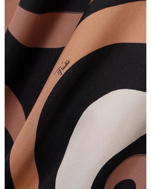 Emilio Pucci White Marmo Asymmetric Printed Silk-Twill Halterneck Dress