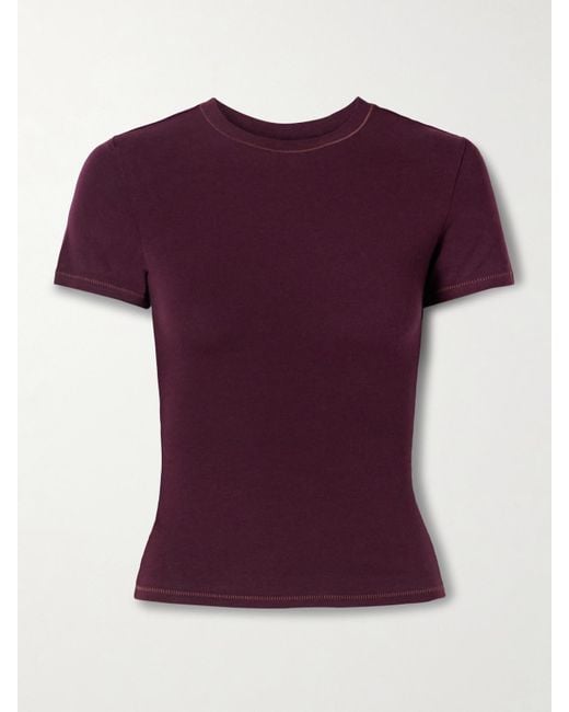 Skims Purple Cotton Jersey T-Shirt – Currant – T-Shirt Aus Baumwoll-Jersey Mit Stretch-Anteil