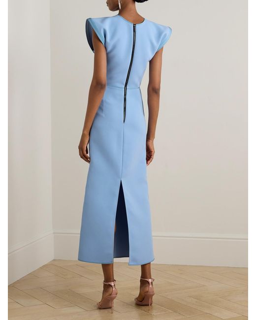Maticevski Blue Wingtip Draped Crepe Midi Dress